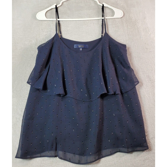 Rachel Roy Tank Top Women Size Small Navy Polka Dot Sleeveless Casual Round Neck - Picture 1 of 9
